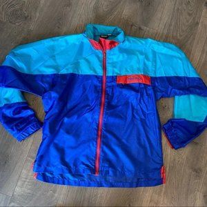 Marmot Colorblock Teal Blue Red Full Zip Windbreaker Jacket Size Large MSRP $145